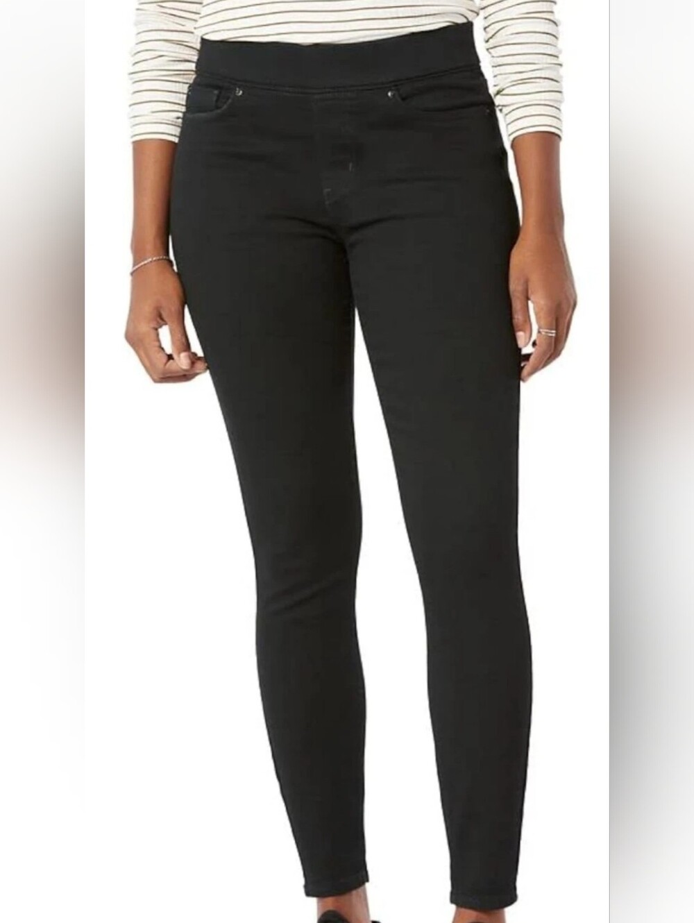 New Signature Levi Jeans Plus Womans 28 Short Pull-on Skinny Shaping Black 39x28